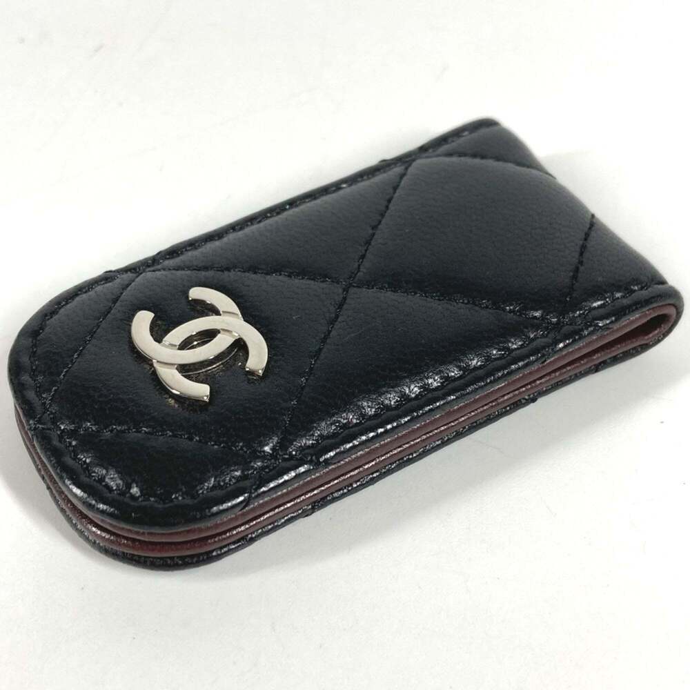 CHANEL Black Lambskin Leather Logo Wallet - Picture 2 of 10